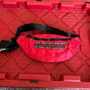 DKNY Vibrant Red Quilted Waist Bag